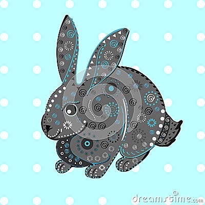 Bunny rabbit Easter ethnic pattern Vector Illustration