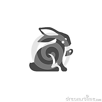 Bunny rabbit hare wild animal with long ears monochrome black silhouette icon vector illustration Vector Illustration