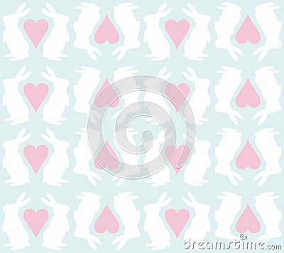 Bunny rabbit love heart pattern Vector Illustration