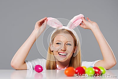 Bunny woman Stock Photo