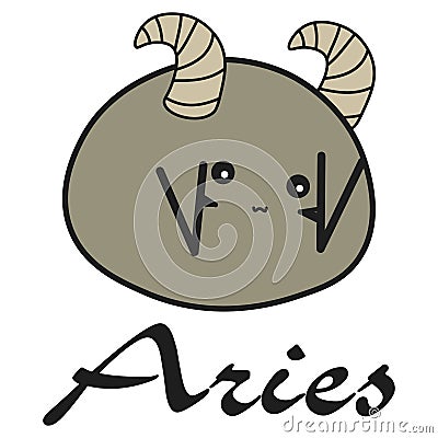 Bunny zodiac sign Aries in a cartoon style Cartoon Illustration