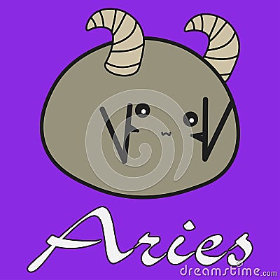 Bunny zodiac sign Aries in a cartoon style Vector Illustration