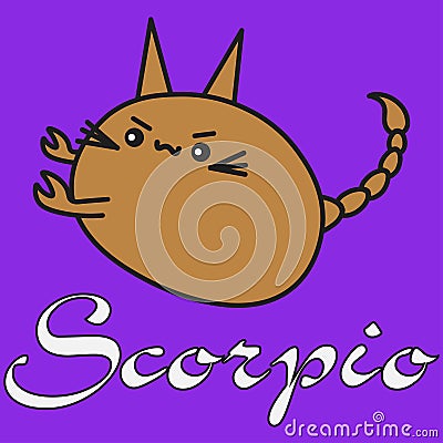 Bunny zodiac sign Scorpio in cartoon style Vector Illustration