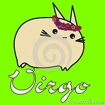 Bunny zodiac sign Virgo in a cartoon style Vector Illustration