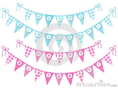 Bunting flags Happy Birthday Stock Photo