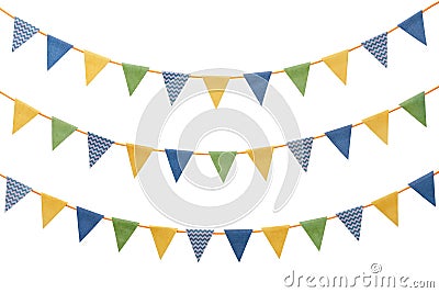 Bunting party flags isolated on white Stock Photo