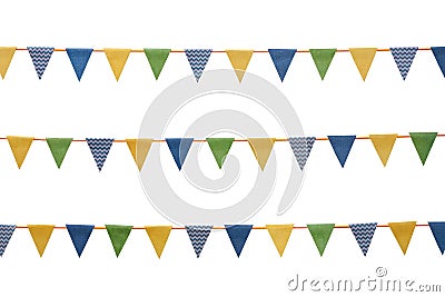 Bunting party flags isolated on white Stock Photo