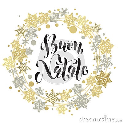 Buon Natale, Italian Merry Christmas text, greeting card Stock Photo