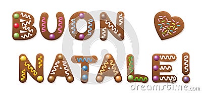 Buon Natale Italy Christmas Gingerbread Vector Illustration