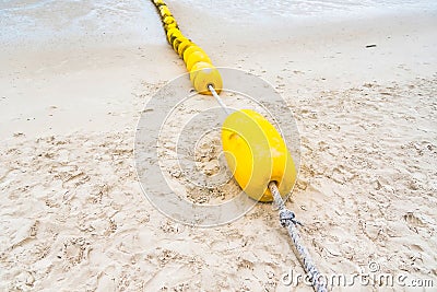 Buoyancy on the beach, sign warning dangerous Stock Photo