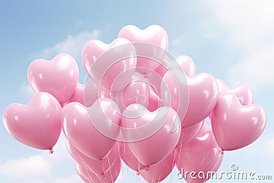 Buoyant Heart shaped helium balloons. Generate Ai Stock Photo