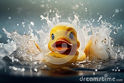 Buoyant Rubber water duck. Generate Ai Stock Photo