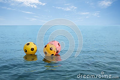 Buoys safety for swimmers at sea. Stock Photo