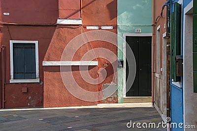 Burano island, characteristic view of colorful houses, Venice lagoon. Stock Photo