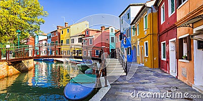 Burano island with coloful houses and canals. italy Stock Photo