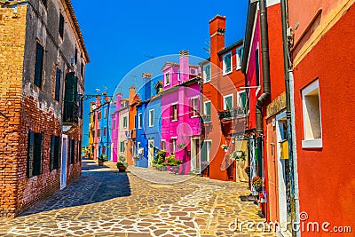 Burano Island, colorful houses Stock Photo