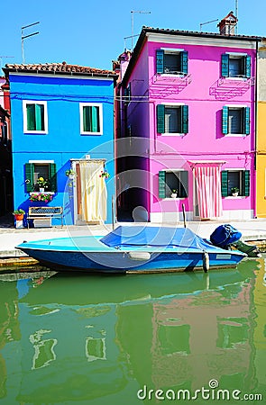 Burano island landscape with colorful houses Stock Photo