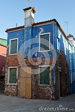 Abandoned house on Island Burano nearby Venice, Italy Stock Photo