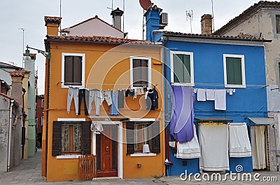 Burano, Venice. Colorful houses island Editorial Stock Photo