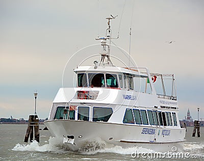 Ship for passenger transport called VAPORETTO Editorial Stock Photo