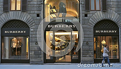 Burberry clothing fashion boutique in Italy Editorial Stock Photo