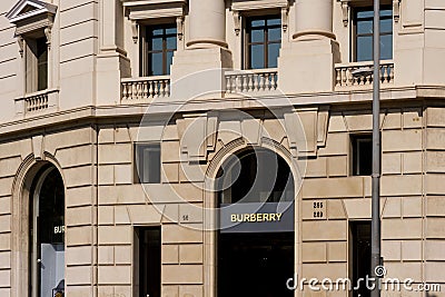 Burberry store in Passeig de Gracia in Barcelona. Editorial Stock Photo