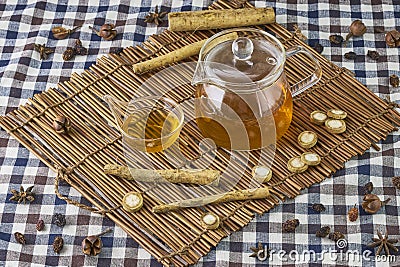 Burdock herbal tea Stock Photo