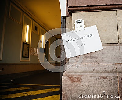 Bureau de vote poster near polling station mayoral elections as France grapples Editorial Stock Photo