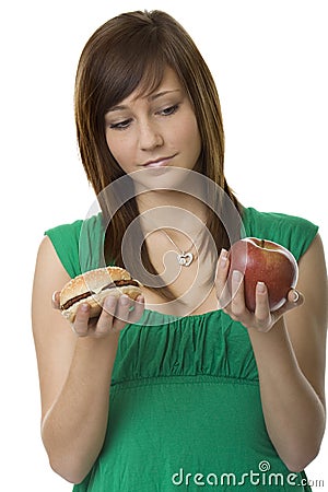 Burger or apple Stock Photo