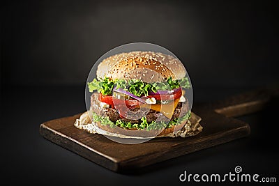 Burger with beef and cheese Stock Photo