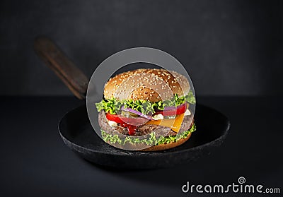 Burger with beef and cheese Stock Photo