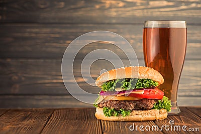 burger and beer Stock Photo