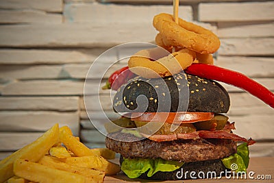 Burger with black bread Stock Photo