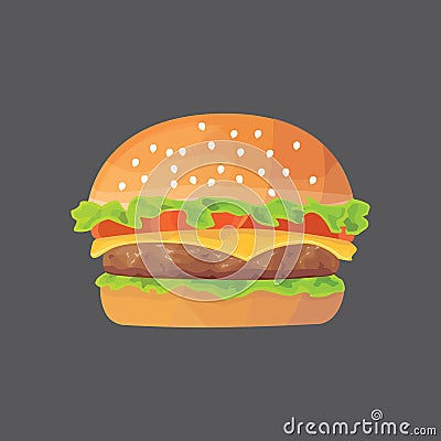 Burger cartoon fast food . cheeseburger or hamburger vector illustration. Fat Vector Illustration