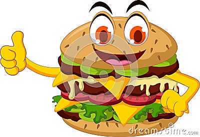 Burger cartoon thumb up Stock Photo