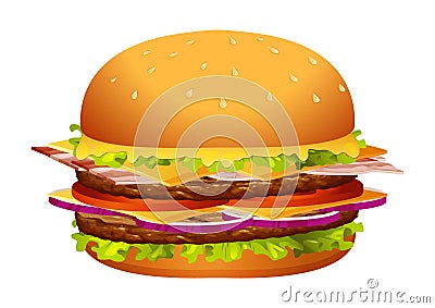 Burger Cheeseburger with Red Tomato Salad Beef Onion and Sauce Close Up Isolated on White Background Stock Photo