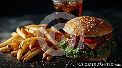 burger cola fries. Selective focus. Stock Photo