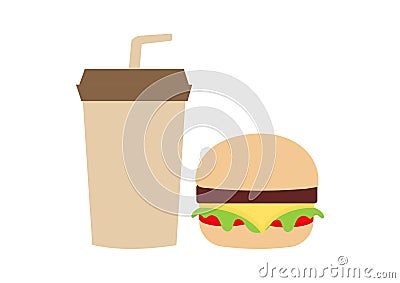 burger and cold drink illustration Vector Illustration