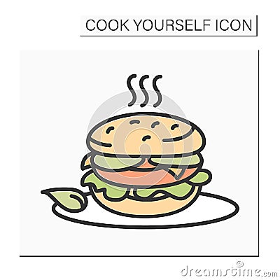 Burger color icon Vector Illustration