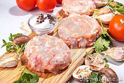 Chicken minced meat cutlets Stock Photo