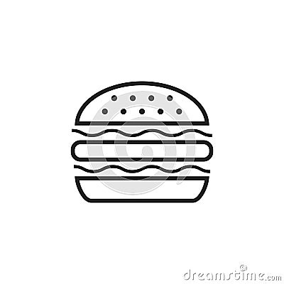 Burger fast food flat vector icon. Hamburger symbol logo Vector Illustration