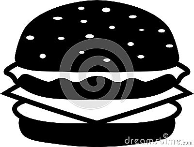 Black Burger silhouette icon Vector Illustration