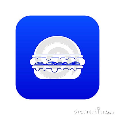 Burger icon digital blue Vector Illustration