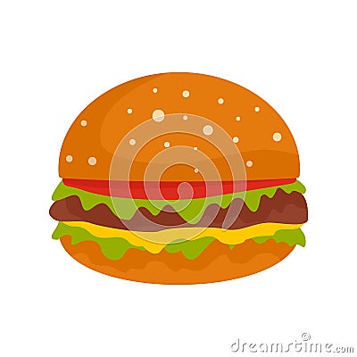 Burger icon, flat style Vector Illustration