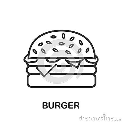 Burger icon or logo line art style Vector Illustration