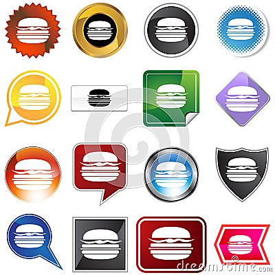 Burger Icon Set Vector Illustration