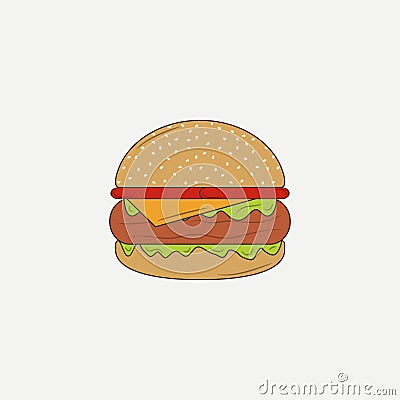 Burger icon, hamburger. Vector illustration. Vector Illustration