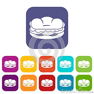 Burger icons set flat Vector Illustration