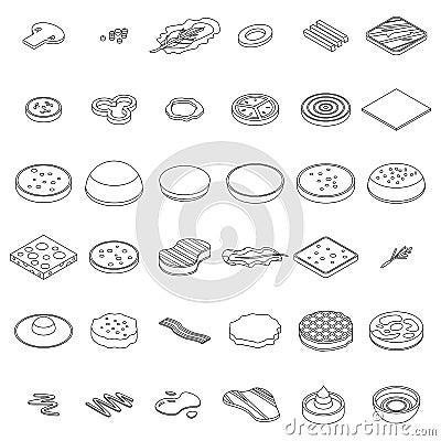 Burger icons set vector outine Stock Photo