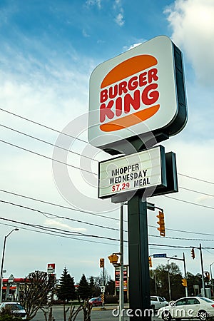 Burger King sign in Brockville, Ontario Editorial Stock Photo